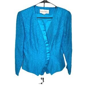Vintage Richard Warren 100% Silk Turquoise Dressy Blazer Women’s Size 6